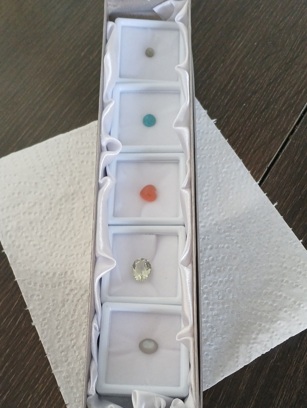 Assorted Gemstone Box with Orange, Blue, Green and Neutral Stones